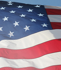 American flag waving in a gentle breeze.
